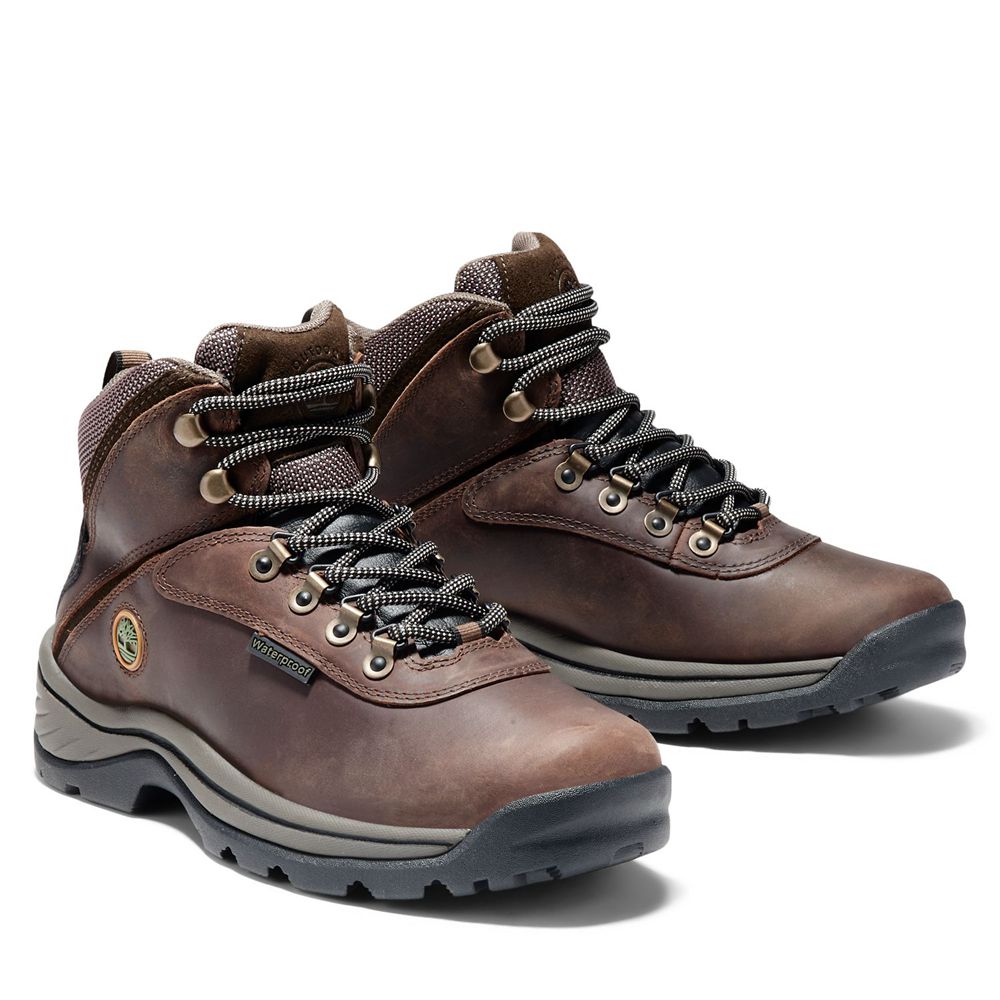 Timberland Womens Hiking Boots White Ledge Mid Waterproof - Dark Brown - India KO5987436